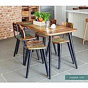 Coastal Chic Large Rectangular Dining Table Reclaimed Timber
