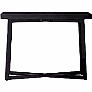 Boho Boutique Black Wood Rustic Console Table with Carved Inlay Pattern