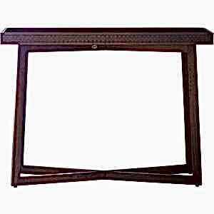 Boho Retreat Dark Brown Wood Rustic Console Table with Carved Inlay Pattern