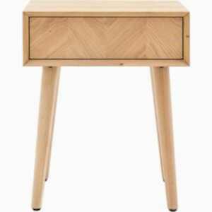 Milano Oak 1 Drawer Side Table with Chevron Inlay