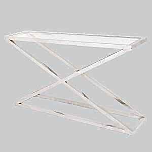 Neo X-Leg Console Table - Stainless Steel & Glass