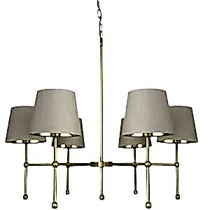 California Modern Six-Arm Brass Chandelier