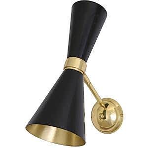 Cairo Mid-Century Double Cone Swivel Wall Light - Brass & Matt Black or White