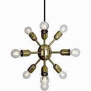 Glenties Small Sputnik Pendant Light Chandelier - 10 Light - Antique Brass or Silver