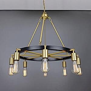 Duleek Modern Ring Chandelier - 8 Lights - Black & Antique Brass or Silver