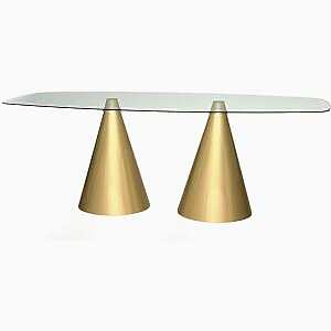 Oscar Rectangular Glass Dining Table with Cone Base