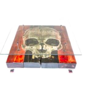 Gothic Skull Coffee Table with Glass Top by Cappa E Spada