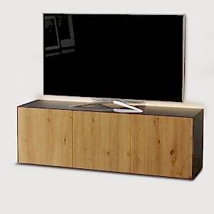 Frank Olsen TV Cabinet 150cm High Gloss Grey and Oak Effect with LED Mood Lighting