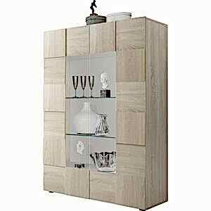 Treviso Display Vitrine, Two Door - Samoa Oak Finish