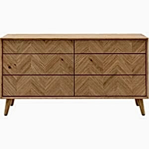 Milano Oak 6 Drawer Chest with Chevron Inlay
