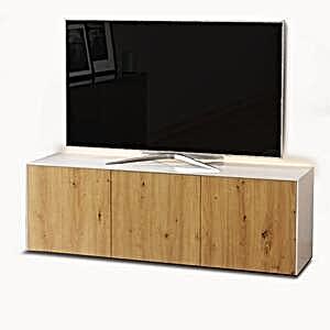 Frank Olsen TV Cabinet 150cm High Gloss White and Oak Effect with LED Mood Lighting