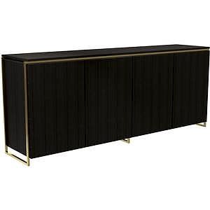 Federico 4 Door Sideboard - Black or Grey Wood with Metal Accent
