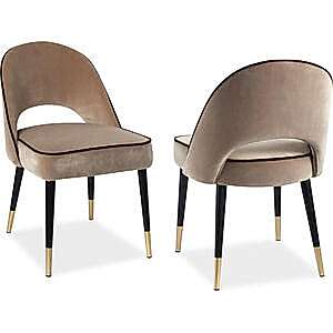 Yves Dining Chair in Grey, Brown or Green Velvet - Set of 2
