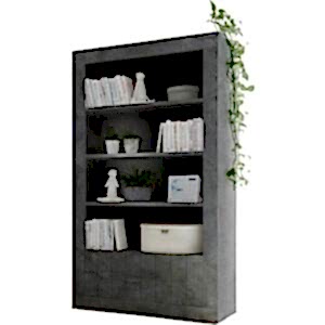 Como Two Door/Four Shelf Bookcase - Anthracite Finish