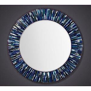 Roulette PIAGGI blue glass mosaic round mirror