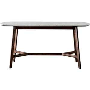 Barcelona Mid-Century Walnut Dining Table with White Marble Top in Rectangular or Round Shape