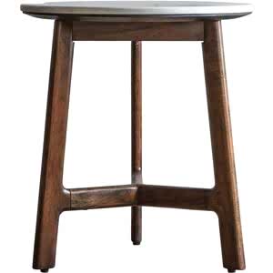 Barcelona Mid-Century Walnut Side Table with White Marble Top
