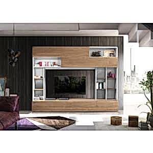 Novara TV  and Wall Storage System  White and Walnut Finish