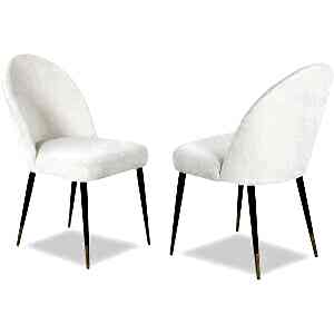 Alfa Dining Chairs in Natural Velvet or Boucle - Set of 2