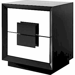 Etna Bedside Table 2 Drawers - Black Wenge & Mirrored Finish