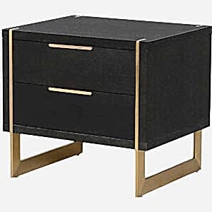 Morcott Black and Brass Two Drawer Bedside Cabinet