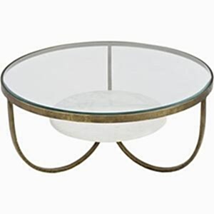 Lola White Marble Antique Gold Iron Coffee Table