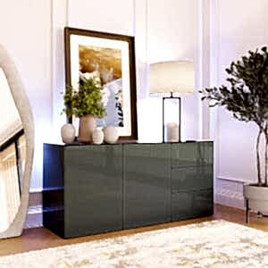 Frank Olsen Contemporary Sideboard in High Gloss Grey with LED Mood Lighting