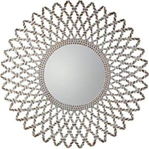 Bharta Large Round Starburst Latticework Mirror Silver 120cm