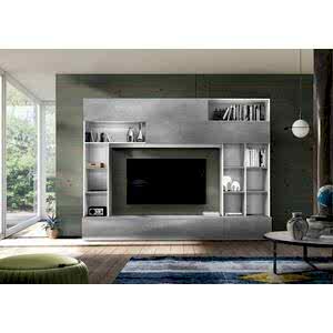 Novara TV and Wall Storage System White and Grey Finish