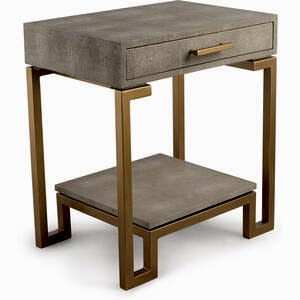 Flex Faux Shagreen Side Table in Cream & Gold Gilt