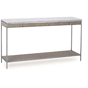 Rufus Silver Oak Console Table White Marble Top