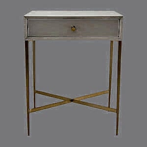 Finsbury Ceramic Light Grey & Brass Side Table