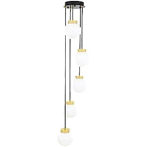 Agusta 5 Light Cascade Globe Chandelier - Antique Brass or Silver