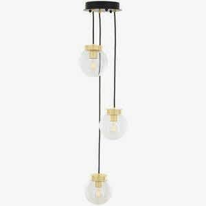 Agusta Cascade 3 Light Globe Chandelier Pendant in Antique Brass or Silver
