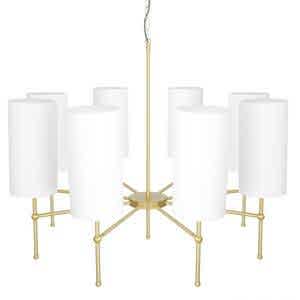 Arizona Modern Brass 8 Arm Chandelier with Fabric Shades