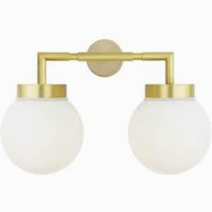 Jordan Double Globe Brass Bathroom Wall Light IP65