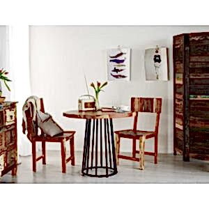 Coastal Reclaimed Wood Round Dining Table 90cm