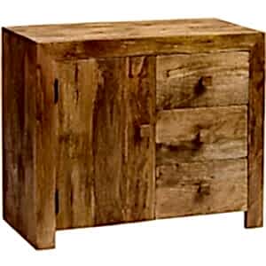 Toko Light Wood Mango 3 Drawer 1 Door Small Sideboard