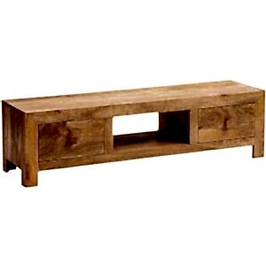 Toko Mango Light Wood Low Widescreen TV Media Unit with 2 Drawers
