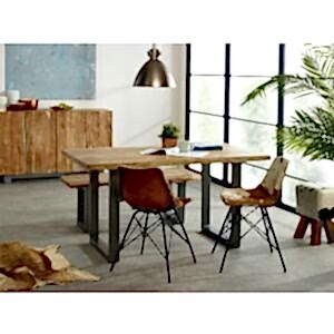 Baltic Live Edge Rectangular Dining Table 150cm x 85cm - Acacia Wood & Metal