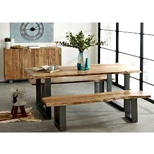 Baltic Live Edge Large Bench 175cm x 40cm - Acacia Wood & Metal