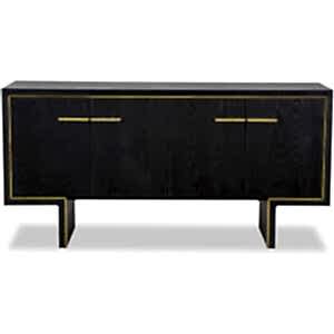 Tigur 4 Door Sideboard - Black or Dark Brown Ash & Brass Detail