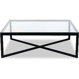 Musso Square Coffee Table Black or Brass Frame with Glass Top