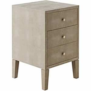 Georgia Slim Cream Shagreen Bedside Table 3 Drawers
