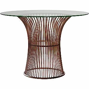 Zepplin Round Birdcage Dining Table Bronze with Glass Top 110cm Diameter