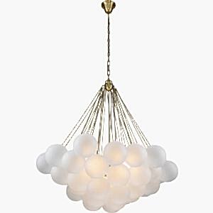 Cloud Glass Large Pendant Lamp Multi Globe with Brass Chains