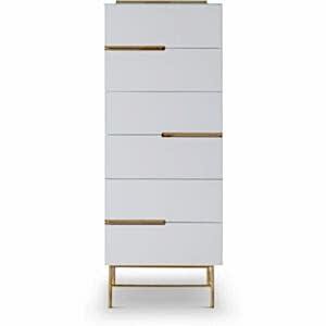 Alberto 6 Drawer Tall Narrow Chest - Matt White or Grey