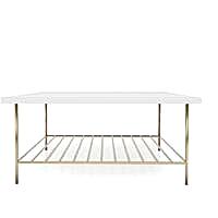 Alberto Square Coffee Table with Shelf - White or Grey Top