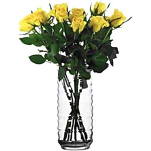 Glass Ribbed Flower Vase 26.5cm