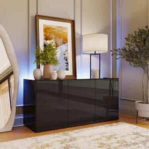 Frank Olsen Contemporary Sideboard High Gloss Black With LED Mood Lighting